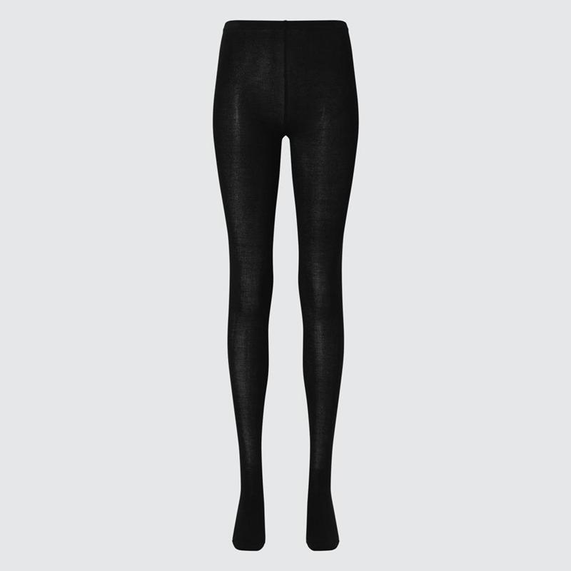 Uniqlo HEATTECH Tights (Knit) Women Socks Tights Black  US |  FQMY-59326