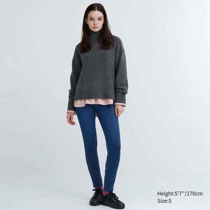 Uniqlo HEATTECH Ultra Stretch High Rise (Denim) Women Leggings Blue  US |  CZON-96421