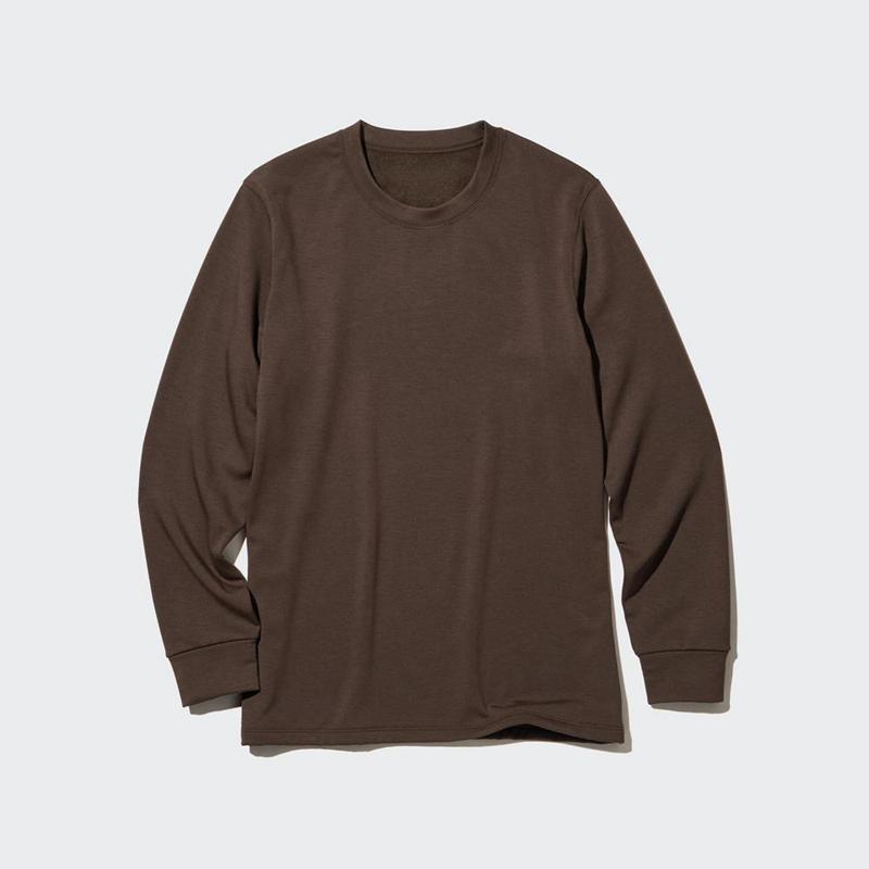 Uniqlo HEATTECH Ultra Warm Crew Neck Men T-Shirt Dark Brown  US |  CNDY-29051