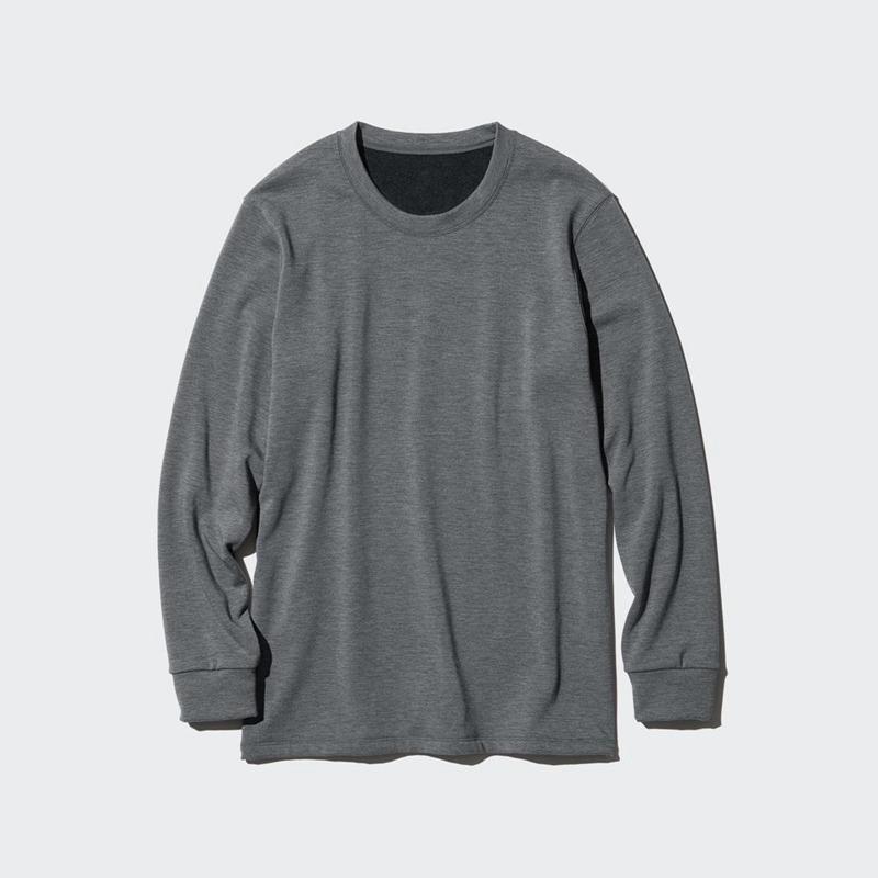 Uniqlo HEATTECH Ultra Warm Crew Neck Men T-Shirt Dark Grey  US |  CKLS-14395