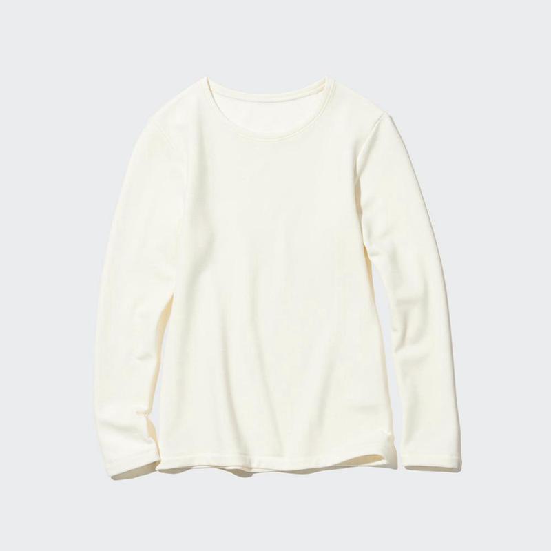 Uniqlo HEATTECH Ultra Warm Crew Neck Women T-Shirts Off White  US |  NKYH-21746