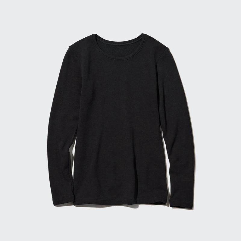 Uniqlo HEATTECH Ultra Warm Crew Neck Women T-Shirts Black  US |  XLQM-27604