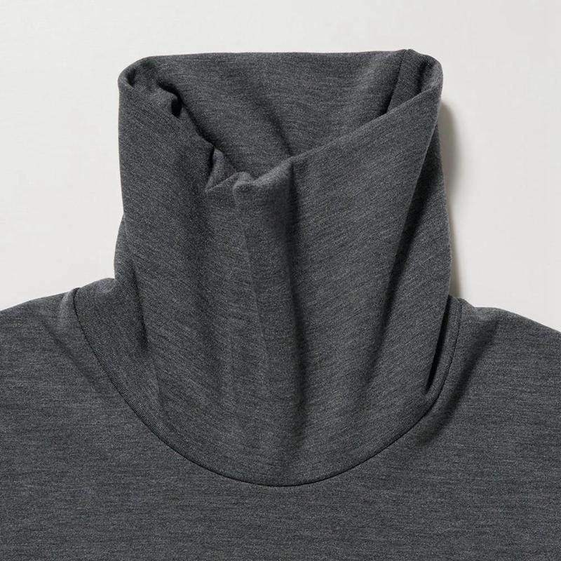 Uniqlo HEATTECH Ultra Warm Men Turtleneck Tops Dark Grey  US |  CNZY-48673