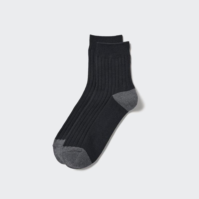 Uniqlo Half (Colour Block) Men Socks Black  US |  NUDE-92314