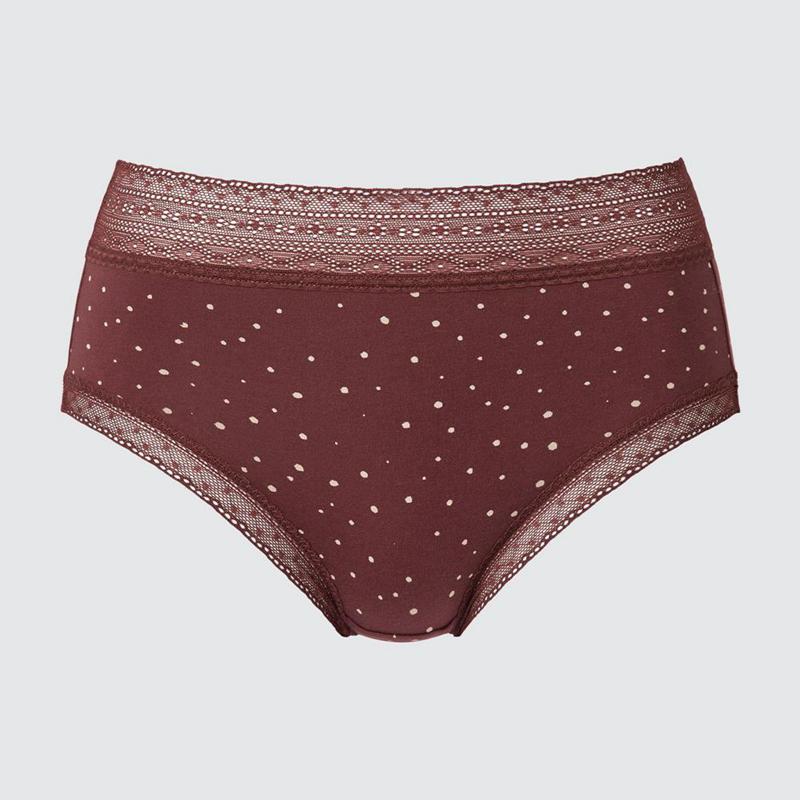 Uniqlo High Rise (Dots) Women Briefs Wine  US |  VNXM-19654