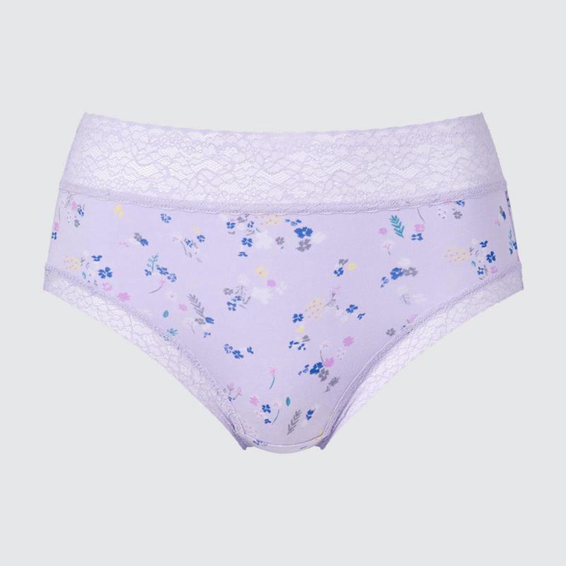 Uniqlo High Rise (Flowers) Women Briefs Purple  US |  MEKW-74253