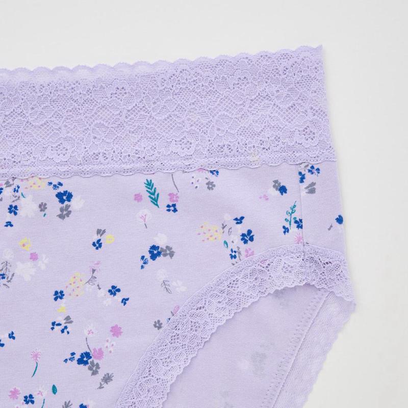 Uniqlo High Rise (Flowers) Women Briefs Purple  US |  KFUA-78063