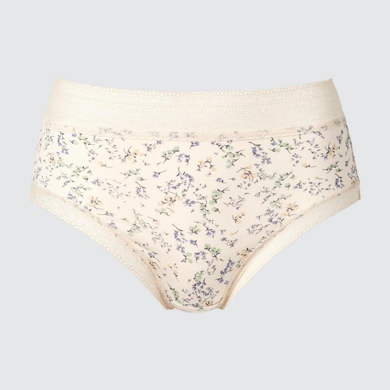 Uniqlo High Rise (Mini Flowers) Women Briefs Off White  US |  BQHT-43259