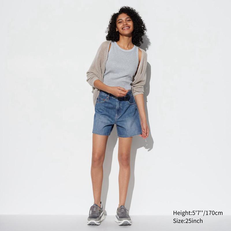 Uniqlo High Risegy Denim Women Shorts Blue  US |  JPIB-13842