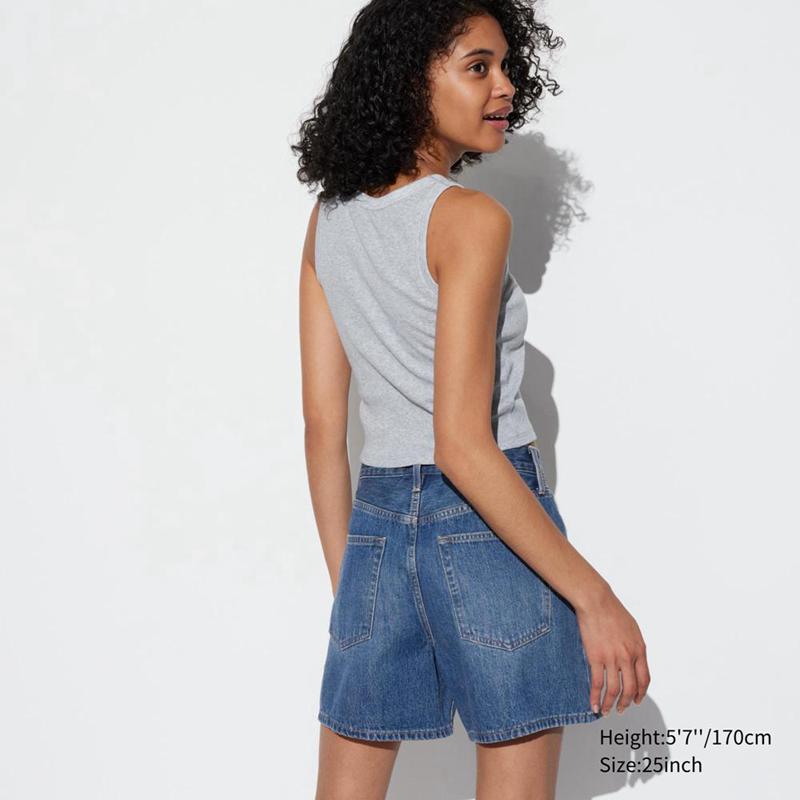 Uniqlo High Risegy Denim Women Shorts Blue  US |  JPIB-13842