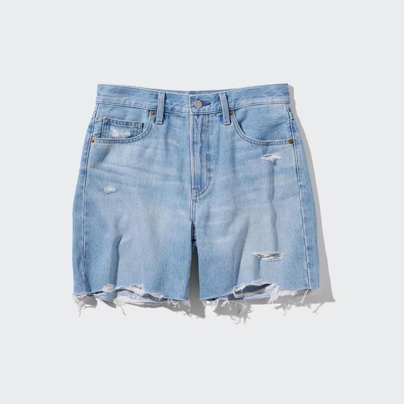 Uniqlo High Risegy Denim Women Shorts Blue  US |  JPIB-13842