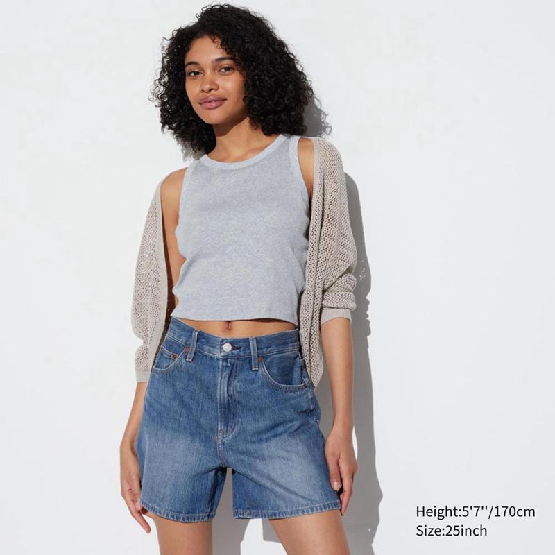 Uniqlo High Risegy Denim Women Shorts Blue  US |  COPU-61784