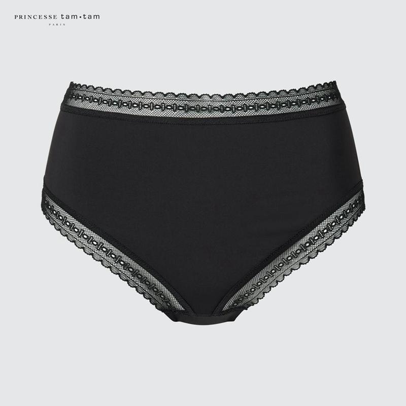 Uniqlo High Waisted Knickers Women Underwear Black  US |  GAHM-71953