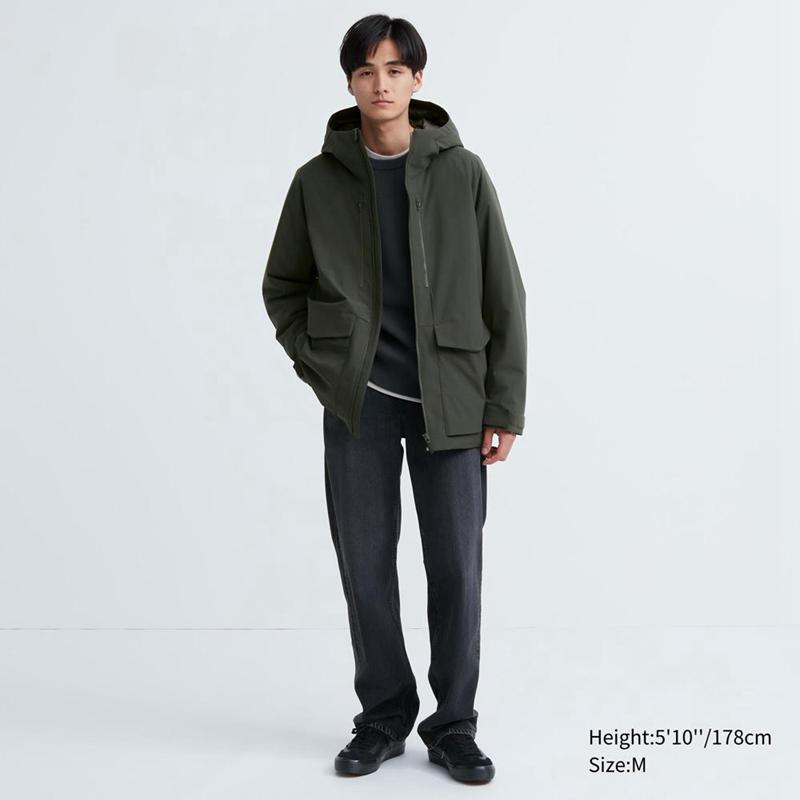 Uniqlo Hybrid Down (3D Cut) Men Parka Beige  US |  VBAT-34987