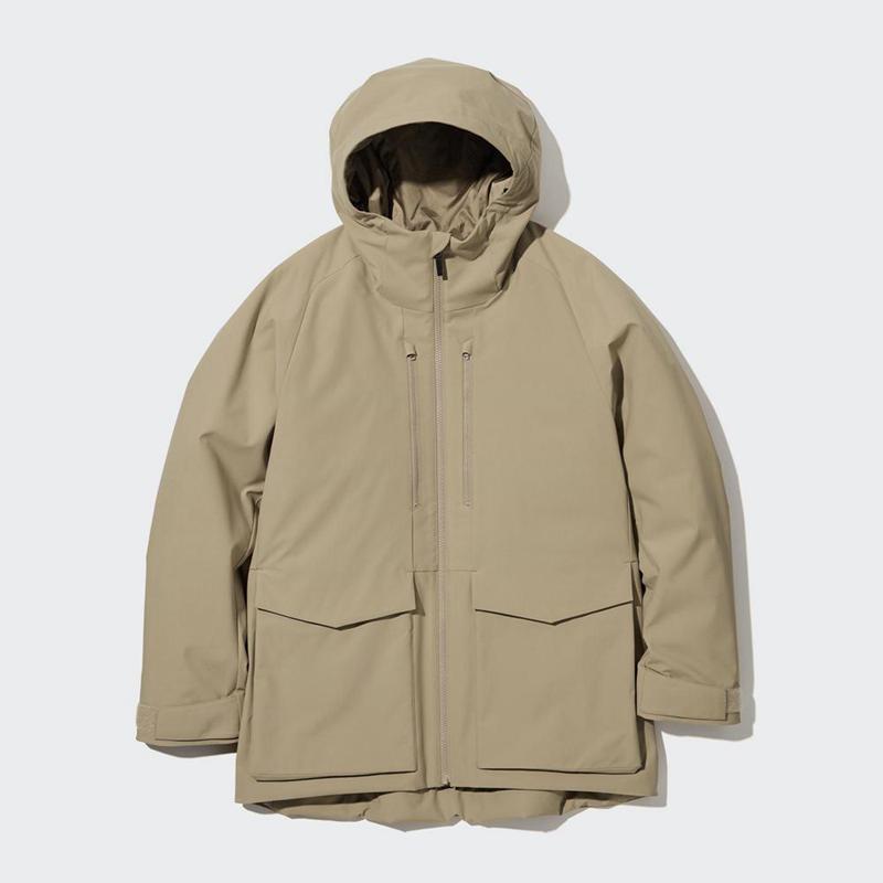 Uniqlo Hybrid Down (3D Cut) Men Parka Beige  US |  VBAT-34987