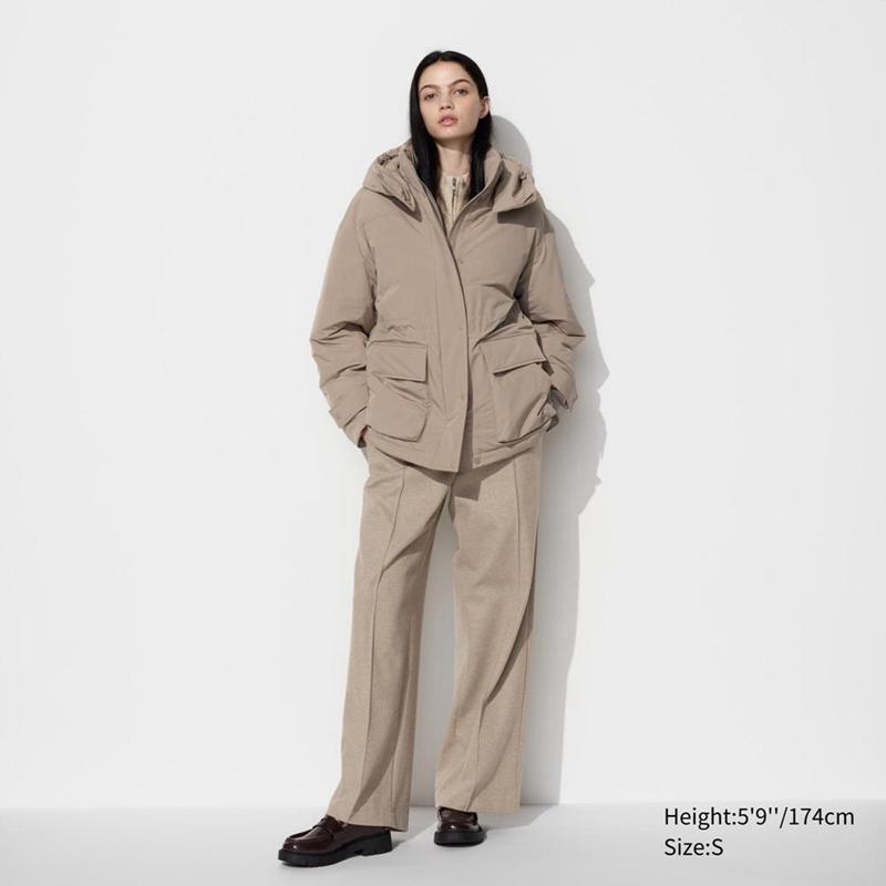 Uniqlo Hybrid Down Women Coats Natural  US |  CAHN-43169