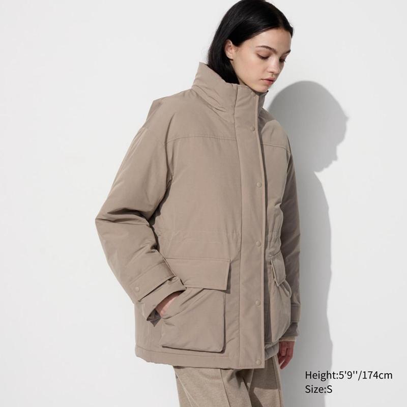 Uniqlo Hybrid Down Women Coats Natural  US |  CAHN-43169