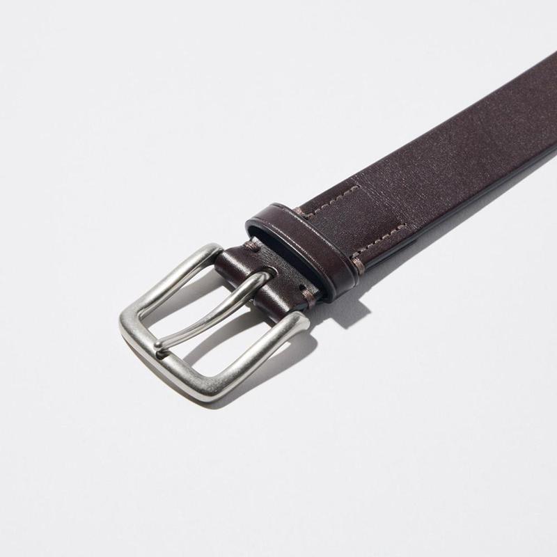 Uniqlo Italian Oiled Leather Men Belt Black  US |  QPXO-93648