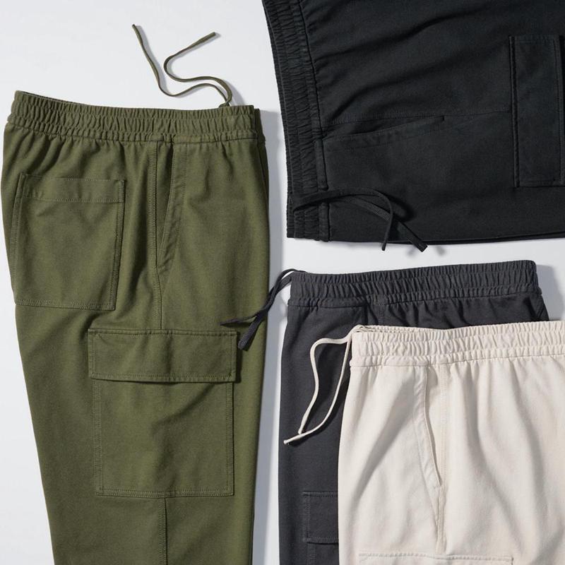 Uniqlo Jersey Easy Cargo Men Trousers Olive  US |  INVU-70613