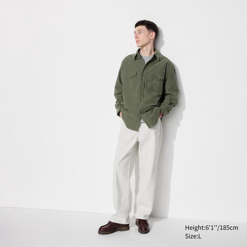 Uniqlo Jersey Men Overshirts Olive  US |  IPAU-16805