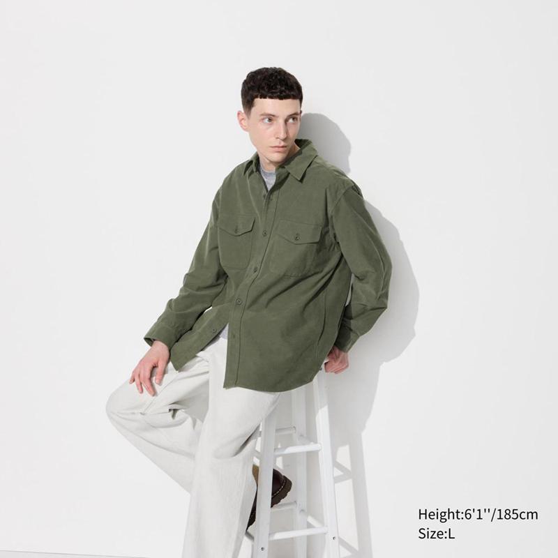 Uniqlo Jersey Men Overshirts Olive  US |  IPAU-16805