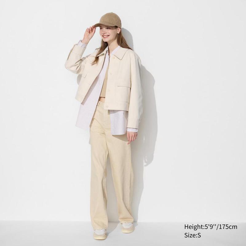 Uniqlo Jersey Relaxed Women Jackets Beige  US |  MSKI-85037