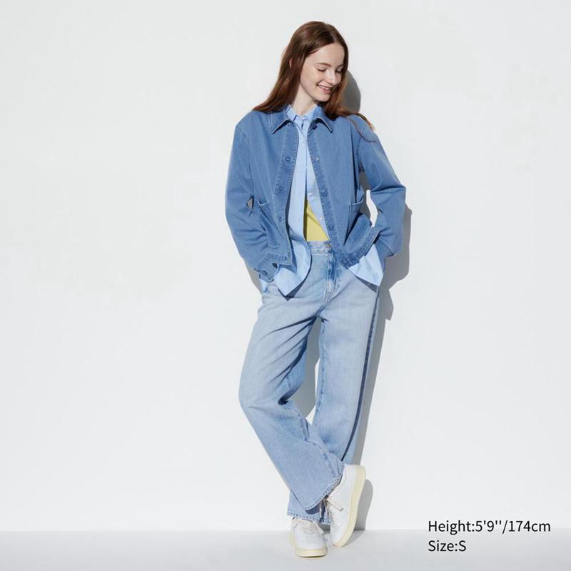 Uniqlo Jersey Relaxed Women Jackets Blue  US |  FSZA-41507