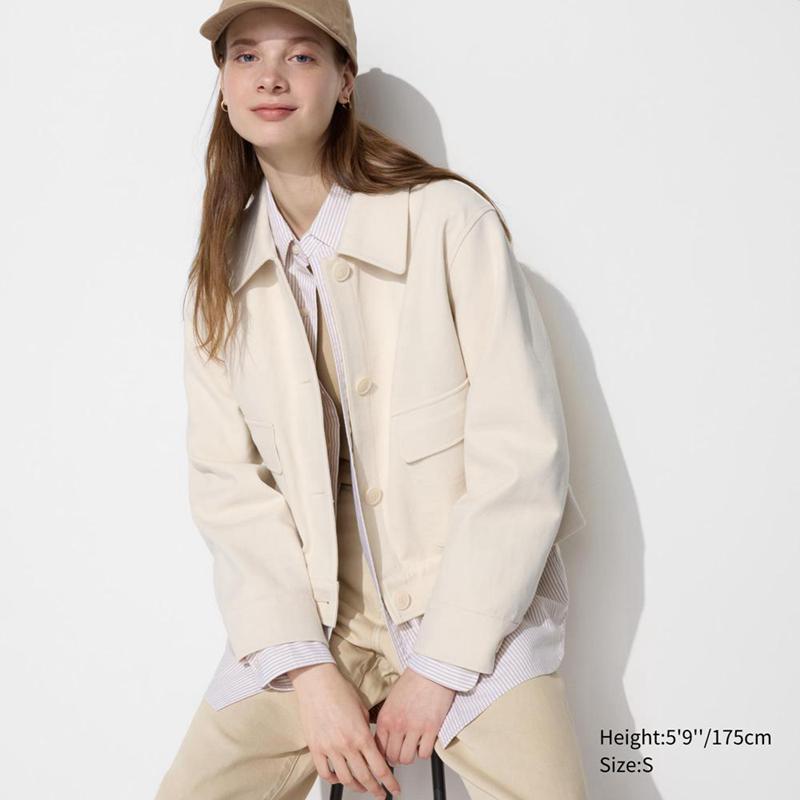 Uniqlo Jersey Relaxed Women Jackets Natural  US |  SWNM-68741