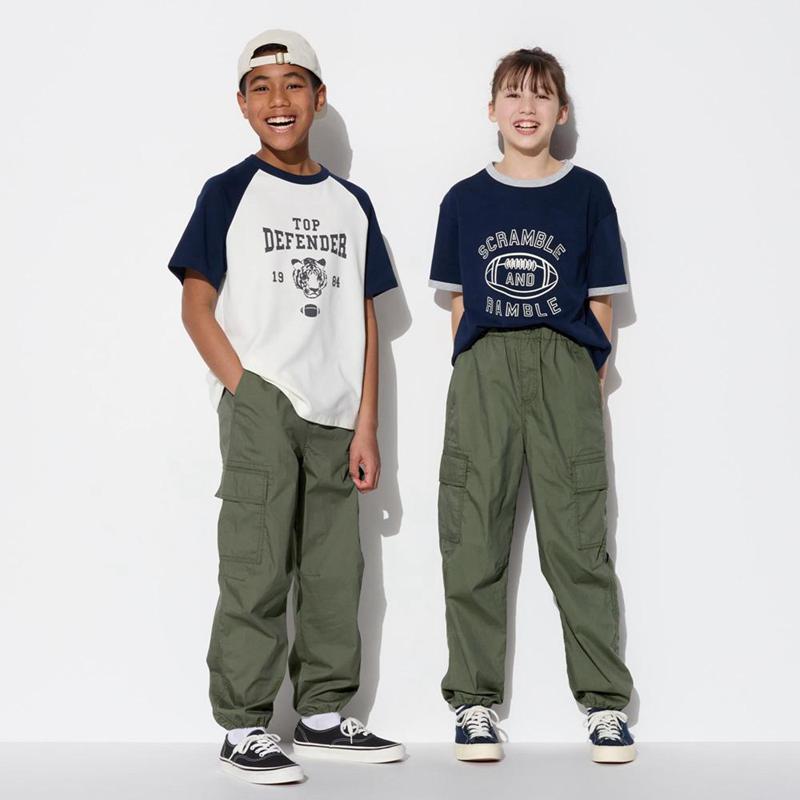 Uniqlo Kids Parachute Cargo Kids\' Trousers Olive  US |  TWXR-47230