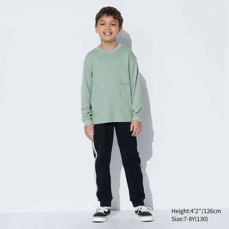 Uniqlo Kids Soft Brushed Cotton Crew Neck Long Sleeved Kids' T-Shirt Black  US |  HFSZ-42103