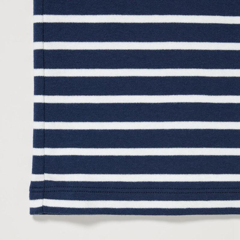 Uniqlo Kids Soft Brushed Cotton Striped Crew Neck Long Sleeved Kids' T-Shirt Off White  US |  BZAJ-48019