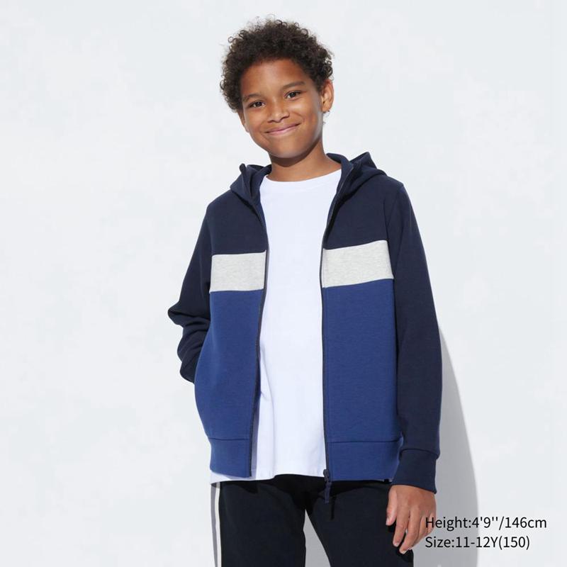 Uniqlo Kids Ultra Stretch DRY Sweat Zipped Kids\' Hoodies Navy  US |  BRTI-80547