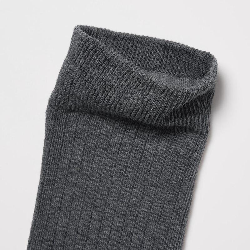 Uniqlo Knee High (Wide Ribbed) Men Socks Black  US |  TWIX-17486