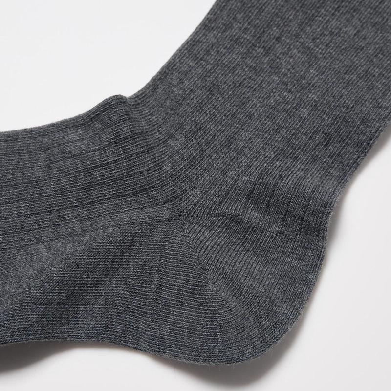 Uniqlo Knee High (Wide Ribbed) Men Socks Black  US |  TWIX-17486