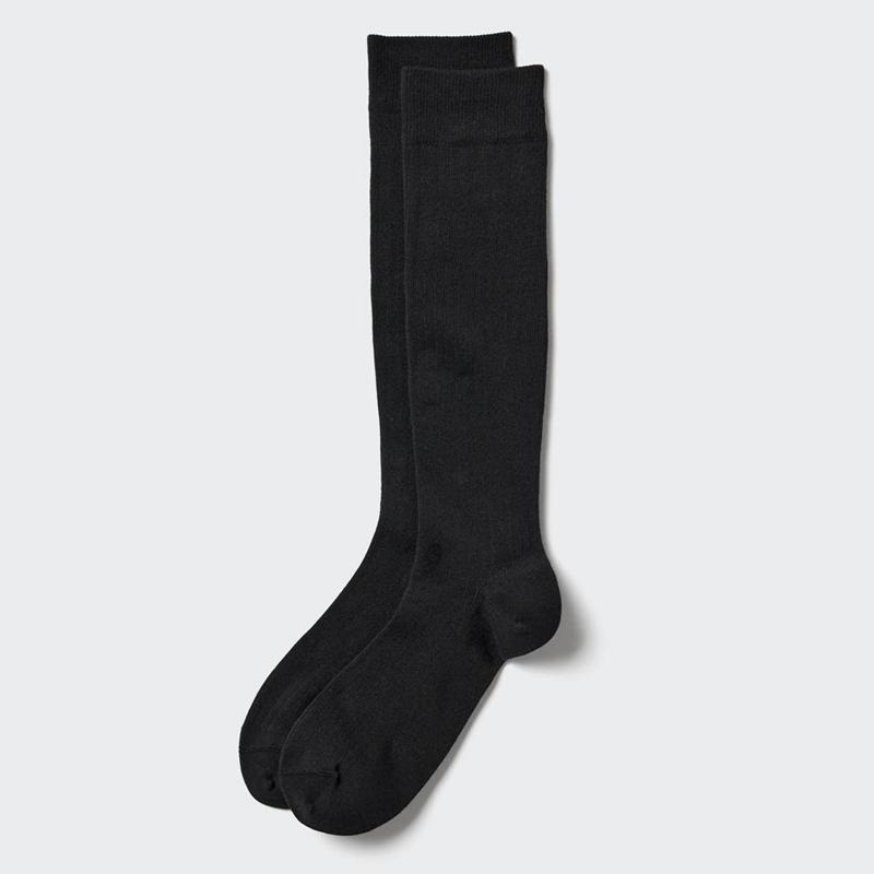 Uniqlo Knee High (Wide Ribbed) Men Socks Black  US |  TWIX-17486