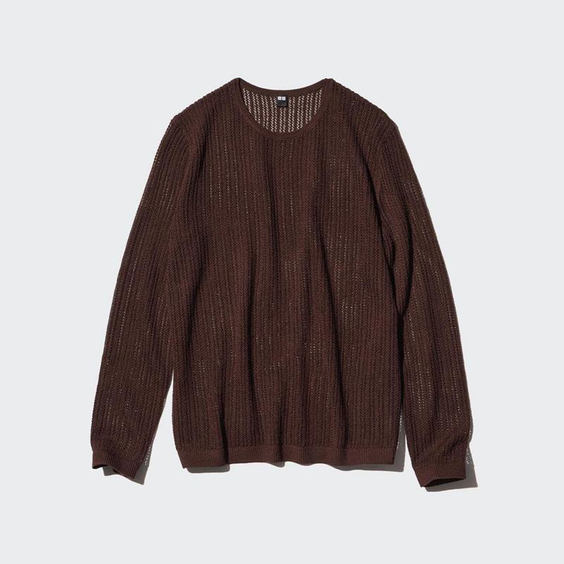 Uniqlo Lace Crew Neck Women Jumper Dark Brown  US |  MQBZ-09683