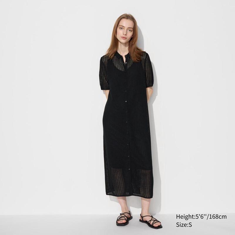 Uniqlo Lace Knit Women Dress Black  US |  EAGM-40725