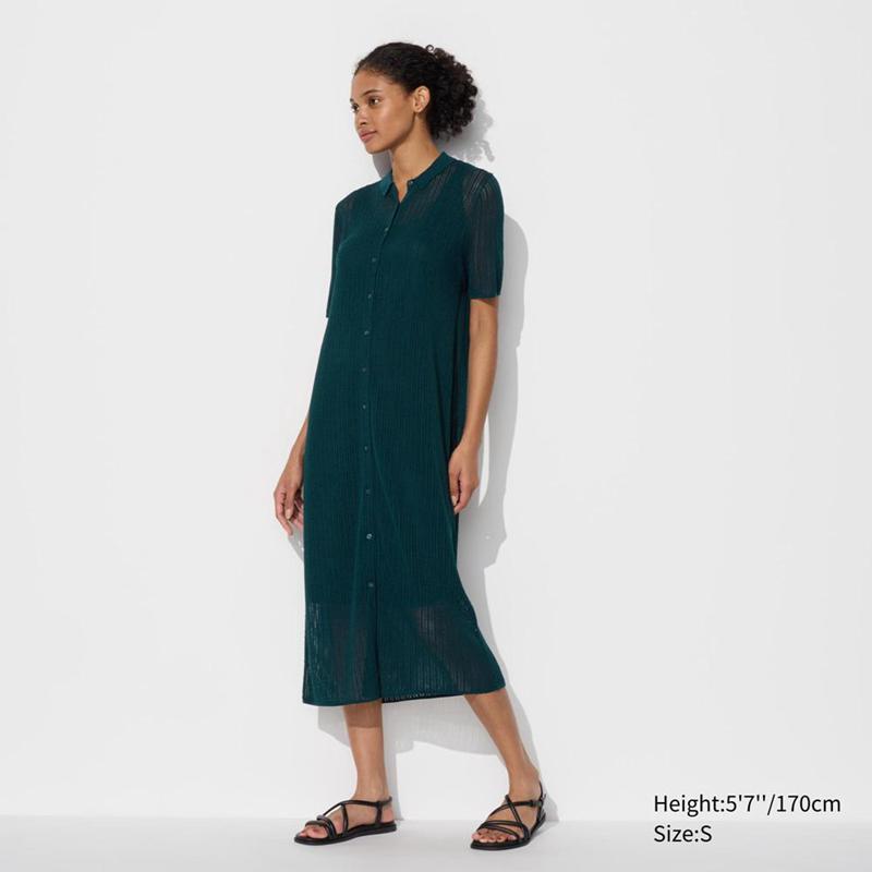 Uniqlo Lace Knit Women Dress Green  US |  KILX-32689