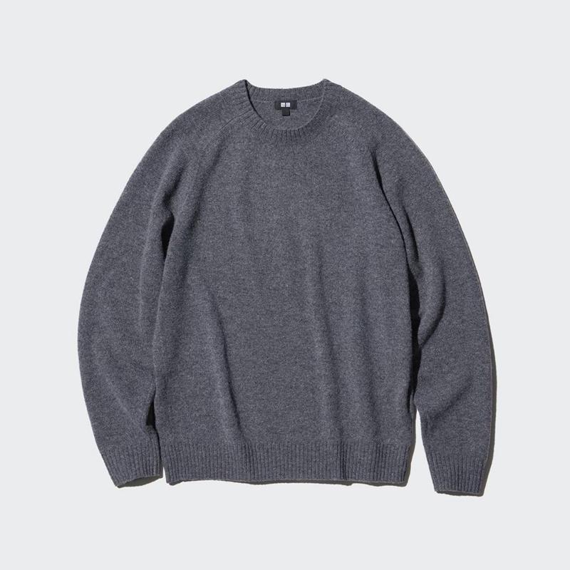 Uniqlo Lambswool Crew Neck Men Jumper Beige  US |  EHAD-67439