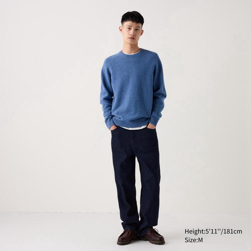 Uniqlo Lambswool Crew Neck Men Jumper Blue  US |  GOEV-39058