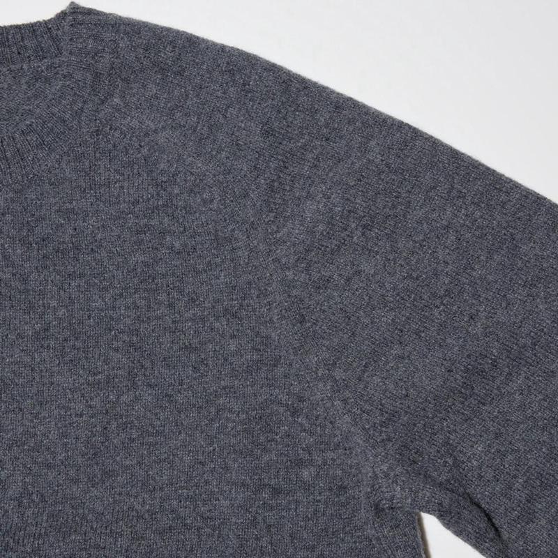 Uniqlo Lambswool Crew Neck Men Jumper Grey  US |  MOCR-42859