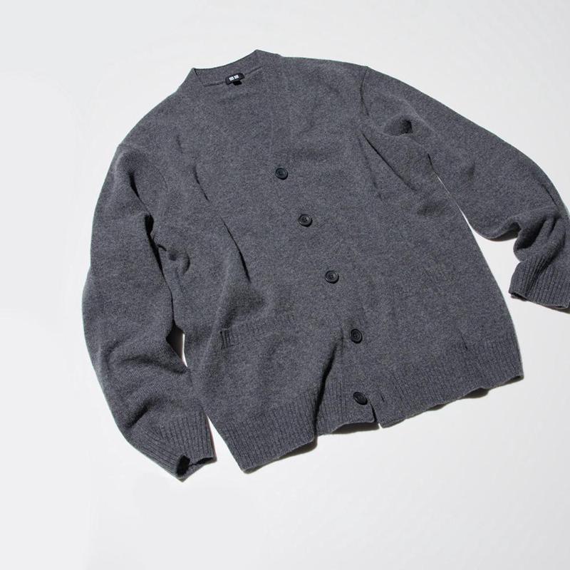 Uniqlo Lambswool V Neck Men Cardigan Grey  US |  NRAG-64817