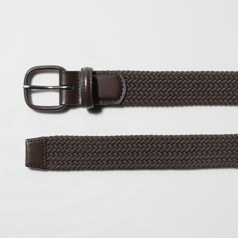 Uniqlo Leather Combination Mesh Men Belt Black  US |  IUAY-70851