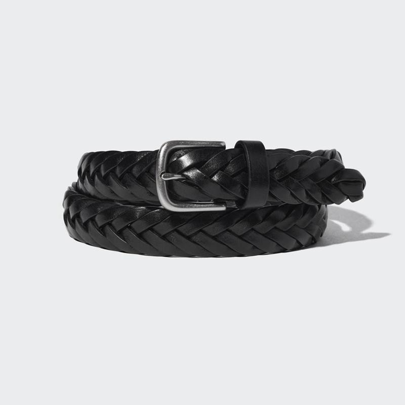 Uniqlo Leather Mesh (Wide) Men Belt Black  US |  SCJX-96843