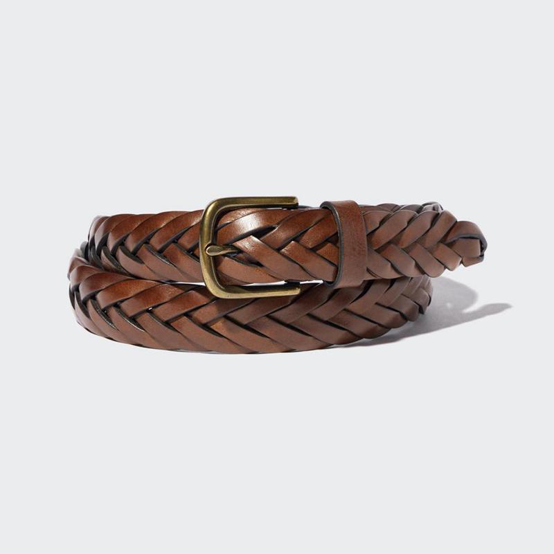 Uniqlo Leather Mesh (Wide) Men Belt Brown  US |  NCKX-38720