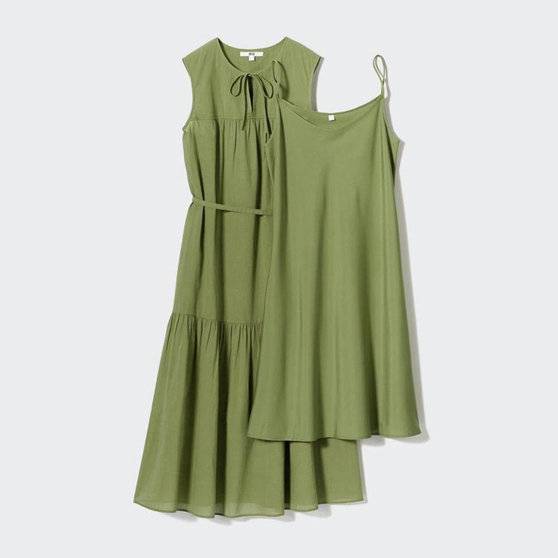 Uniqlo Light Cotton (Sleeveless) Women Dress Green  US |  AOZF-92817