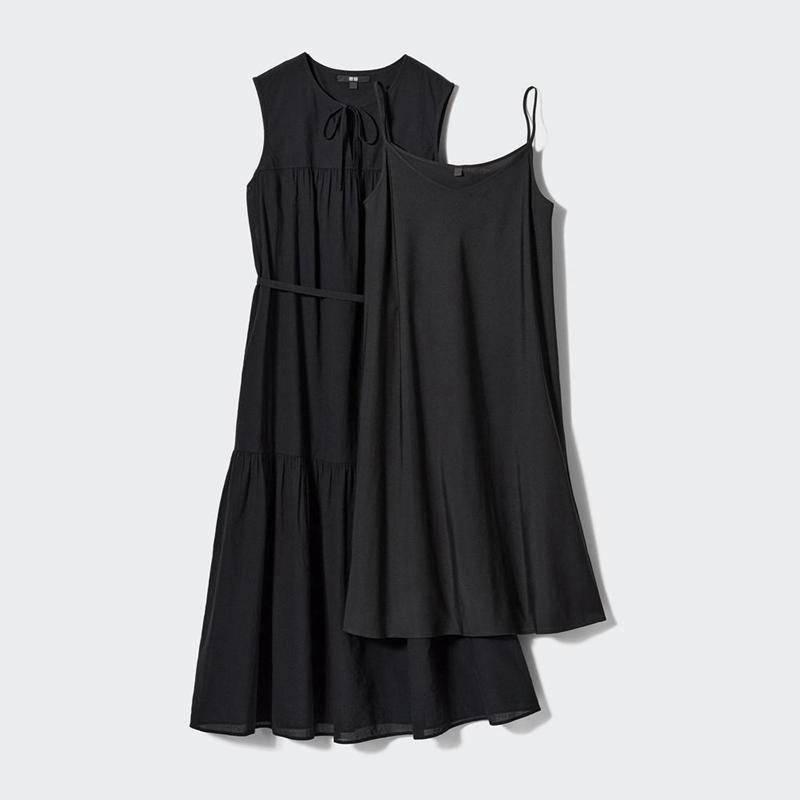 Uniqlo Light Cotton (Sleeveless) Women Dress Black  US |  RJYI-79302