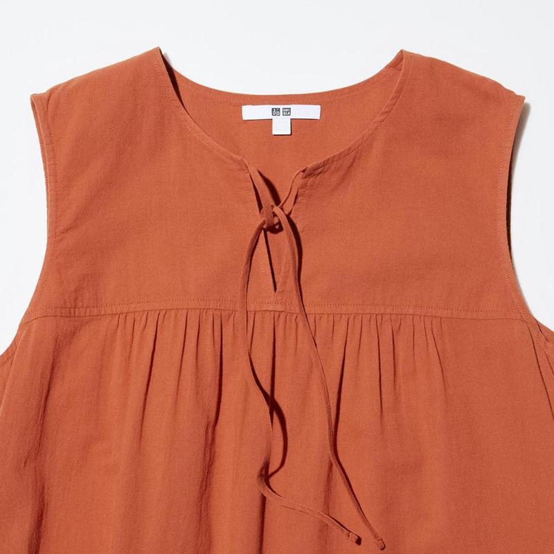 Uniqlo Light Cotton (Sleeveless) Women Dress Orange  US |  RUTE-57104