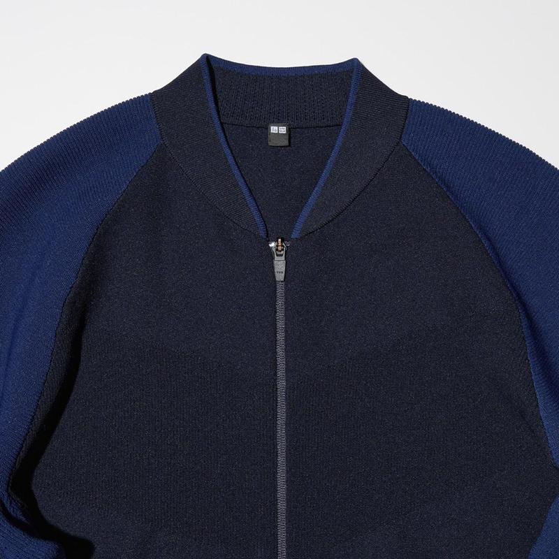 Uniqlo Light Knit Full-Zip Men Jackets Navy  US |  JOGI-27458