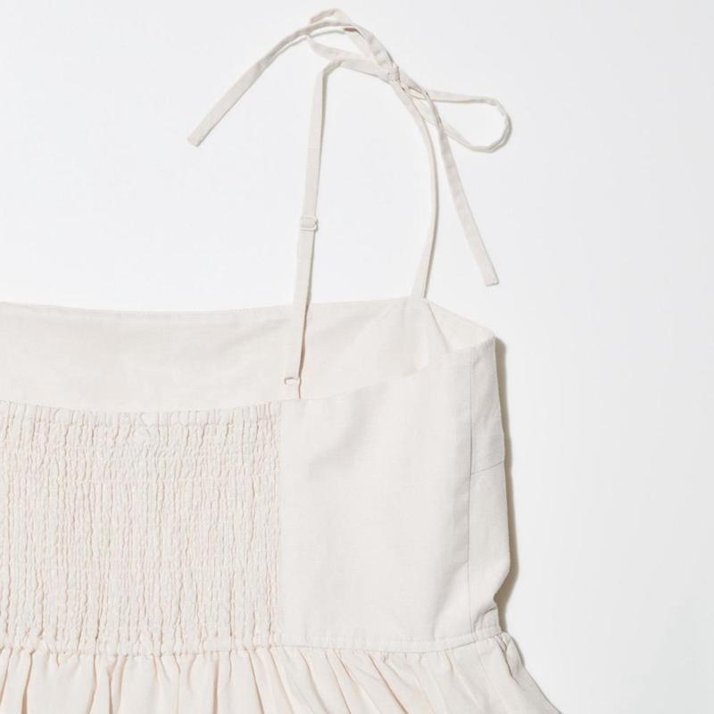 Uniqlo Linen Blend Camisole Women Dress Beige  US |  PRBD-87125